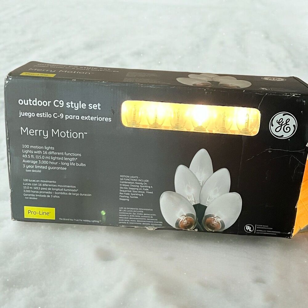 GE Merry Motion 100 Pro-Line C9 Christmas Lights Clear 16 Function 49ft Outdoor